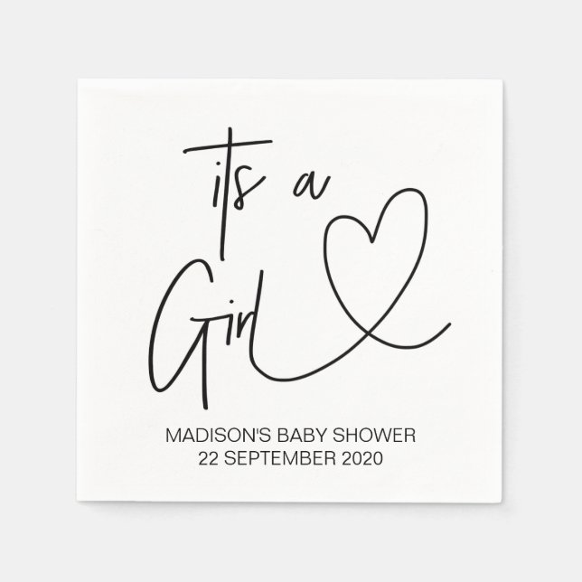 Serviette En Papier Jeux de serviettes de Baby shower de fille personn (Devant)