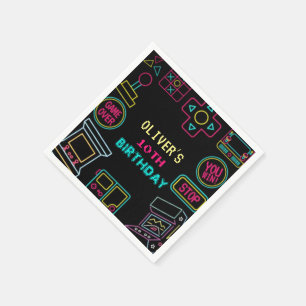 Serviette En Papier Jeux vidéo Neon de n'importe quelle année, anniver