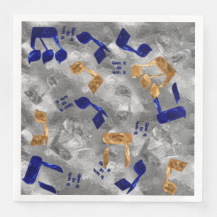 Serviette En Papier Jewish-Hammered-Dreidel-Letters-