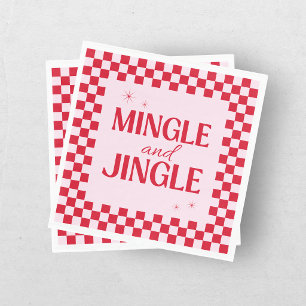 Serviette En Papier Jingle et Mingle Rétro Noël Damier Rouge