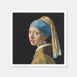 Serviette En Papier Johannes Vermeer - Fille avec une oreille perle