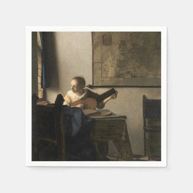 Serviette En Papier Johannes Vermeer - Jeune femme avec un trait (Devant)