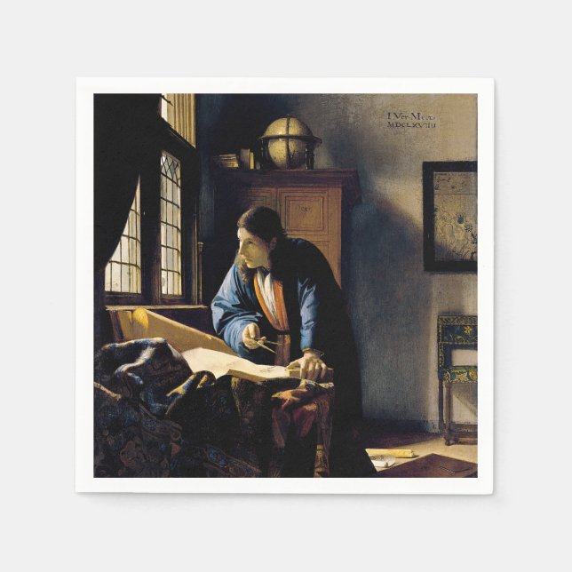 Serviette En Papier Johannes Vermeer - Le géographe (Devant)