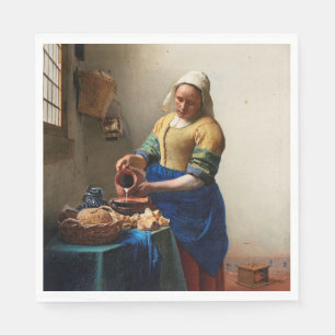 Serviette En Papier Johannes Vermeer. Milkmaid. fine art vintage