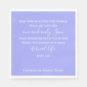 Serviette En Papier John 3:16 Texte personnalisé Purple Religieux Pâ