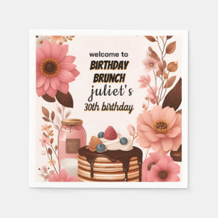 Serviette En Papier joie crêpe de beigne adulte rose Brunch 30e annive