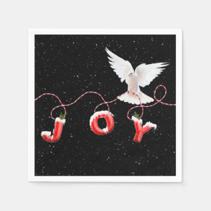 Serviette En Papier Joie de Noël avec la colombe et les flocons de nei