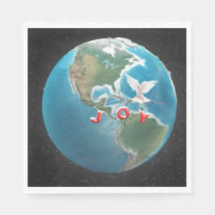 Serviette En Papier JOIE DE Noël avec White Dove sur le monde