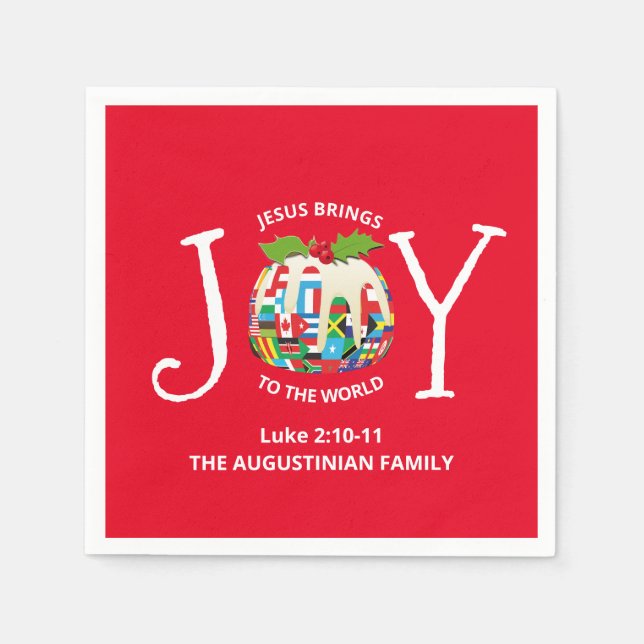 Serviette En Papier JOIE DE Noël Rouge Personnalisé AU MONDE Christian (Devant)