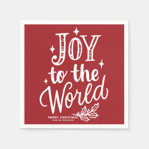 Serviette En Papier Joie rouge au lettrage du monde de Noël