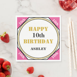 Serviette En Papier Joli 10e anniversaire Pink Gold