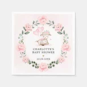 Serviette En Papier Joli agneau Bébé rose Baby shower floral Faveurs