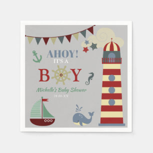 Serviette En Papier Joli Ahoy Nautique ! C'est un Baby shower de garço