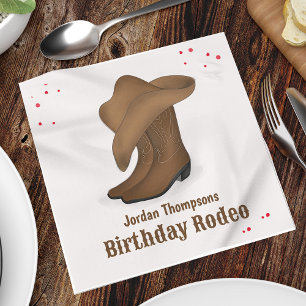 Serviette En Papier Joli Anniversaire Cowboy Rodeo Simple Rouge Bandan