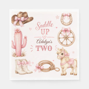 Serviette En Papier Joli Anniversaire de Cowgirl Occidentale Cheval Ro
