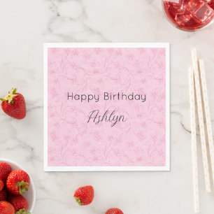 Serviette En Papier Joli anniversaire féminin rose floral rose