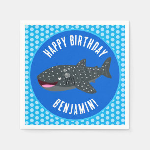 Serviette En Papier Joli anniversaire personnalisé requin baleine joye