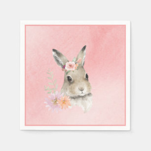 Serviette En Papier Joli Baby shower d'aquarelle de lapin rose