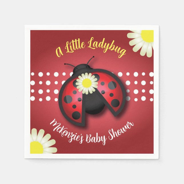 Serviette En Papier Joli Baby shower de marguerites rouges et noires (Devant)