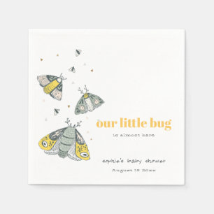 Serviette En Papier Joli Baby shower de petit bug gris jaune élégant