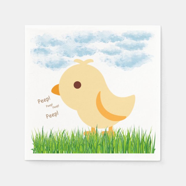Serviette En Papier Joli Baby shower de poussins pour bébé jaune (Devant)