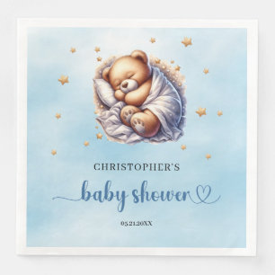 Serviette En Papier Joli baby shower garçon ours en peluche dormant