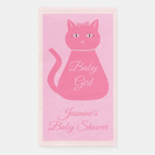 Serviette En Papier Joli bébé rose fille chat Baby shower personnalisé
