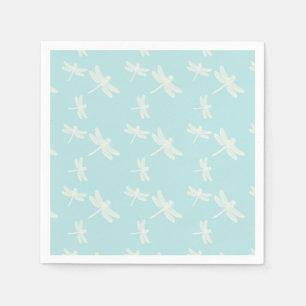 Serviette En Papier Joli Bleu Léger Avec Des Dragonflies De Crème
