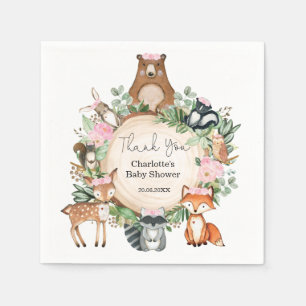 Serviette En Papier Joli boisé Animaux Bébé Fille Douche Anniversaire