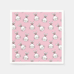 Serviette En Papier Joli Bunny Face Motif sur rose clair