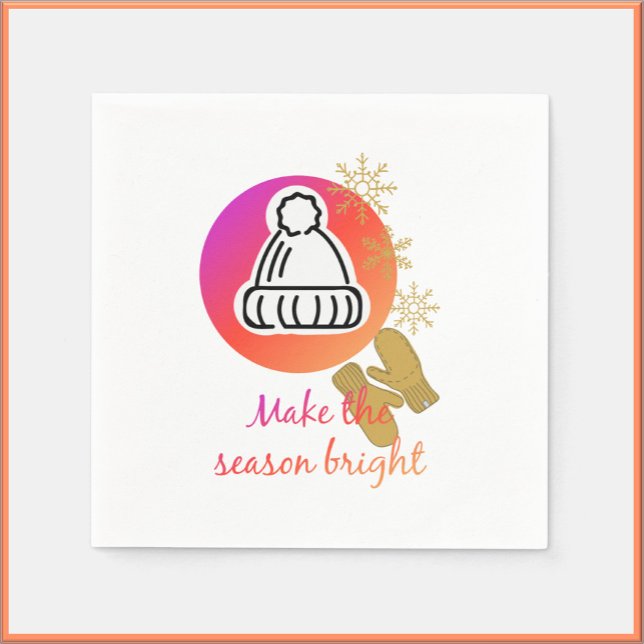 Serviette En Papier Joli Casquette et Mittens hiver saison brillante (Créateur téléchargé)
