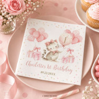 Joli Chaton Chat Ballons Roses 1er 2ème 3ème Anniv