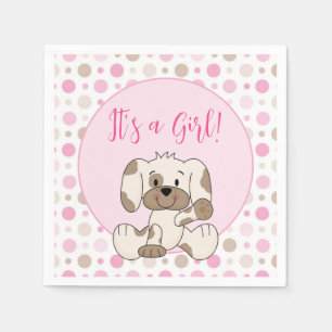 Serviette En Papier Joli Chien Chien Rose Polka Baby shower