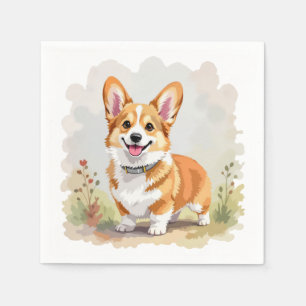 Serviette En Papier Joli chien Corgi gallois Pembroke rouge
