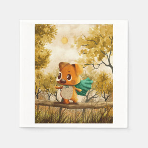 Serviette En Papier Joli chien de dessin animé dans la nature