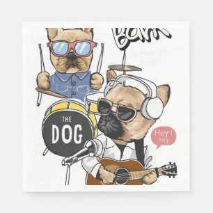 Serviette En Papier Joli Chien Rock Band Jouer Guitare Essential T-Shi