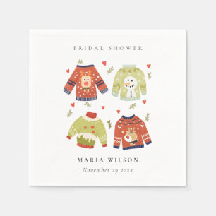 Serviette En Papier Joli cœur d'hiver Sweater hideux de mariage en feu