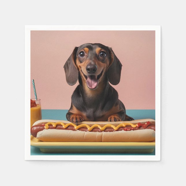 Serviette En Papier Joli Dachshund Avec Chien Chaud (Devant)