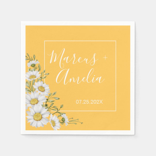 Serviette En Papier Joli Daffodil Jaune & Blanc Mariage de marguerites (Devant)