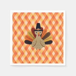 Serviette En Papier Joli dindon de Thanksgiving classique/vintage