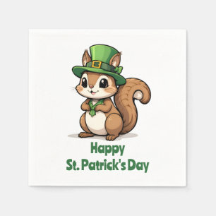 Serviette En Papier Joli écureuil de la Saint Patrick avec Casquette v