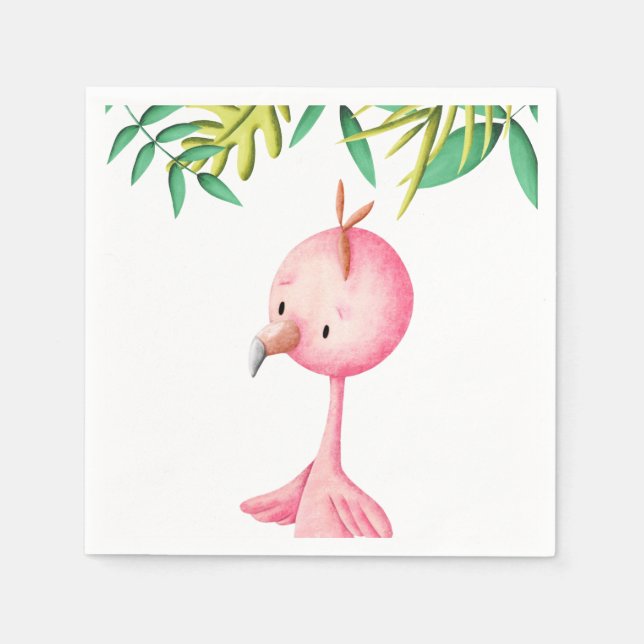 Serviette En Papier Joli Flamant rose rose d'été Baby shower tropical (Devant)