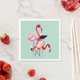 Serviette En Papier Joli flamant rose sur bleu