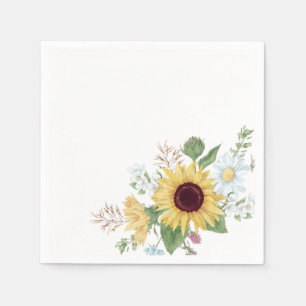 Serviette En Papier Joli Fleur sauvage avec tournesol et marguerite