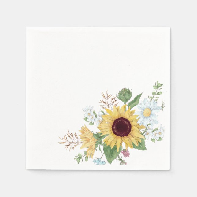 Serviette En Papier Joli Fleur sauvage avec tournesol et marguerite (Devant)