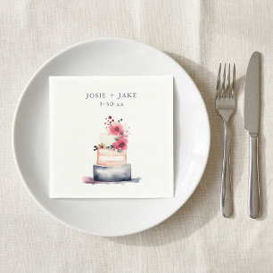 Serviette En Papier Joli gâteau mariage aquarelle