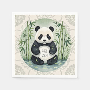 Serviette En Papier Joli gros panda dodu assis en position de lotus 