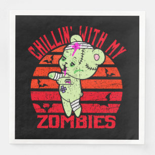 Serviette En Papier Joli Halloween Chillin' avec mes zombies Teddy Bea