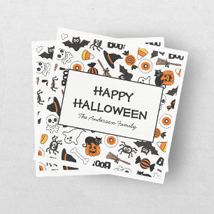 Serviette En Papier Joli Halloween effrayant noir et orange