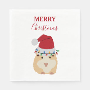 Serviette En Papier Joli Hamster de Noël Funny Animal Santa Hat